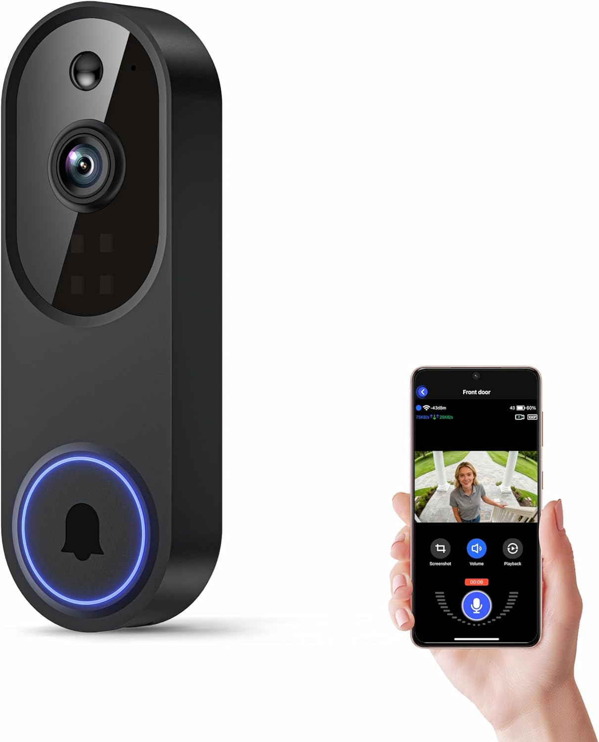 Smart Doorbell Wired - Wireless Wi-Fi Video Doorbell Camera with