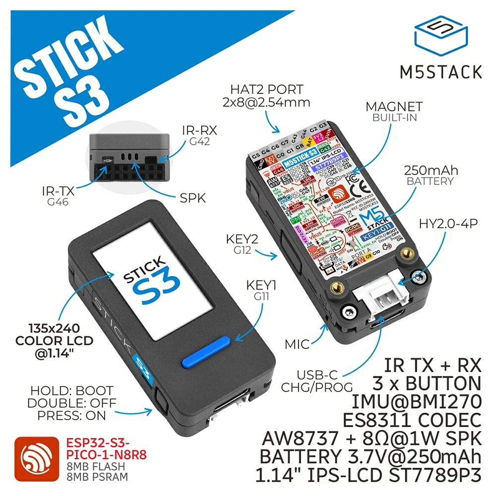 M5Stack M5StickS3 ESP32-S3 IoT - Smart Home Automation Diy incelemesi ve fiyatı